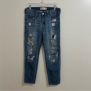 Abercrombie & Fitch Women's Distressed Jeans Blue, Size 4R, Boyfriend Straight